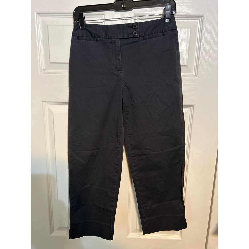 Talbots Petites Navy Blue Cropped Stretch Trousers Capri Pants‎ Size 4P